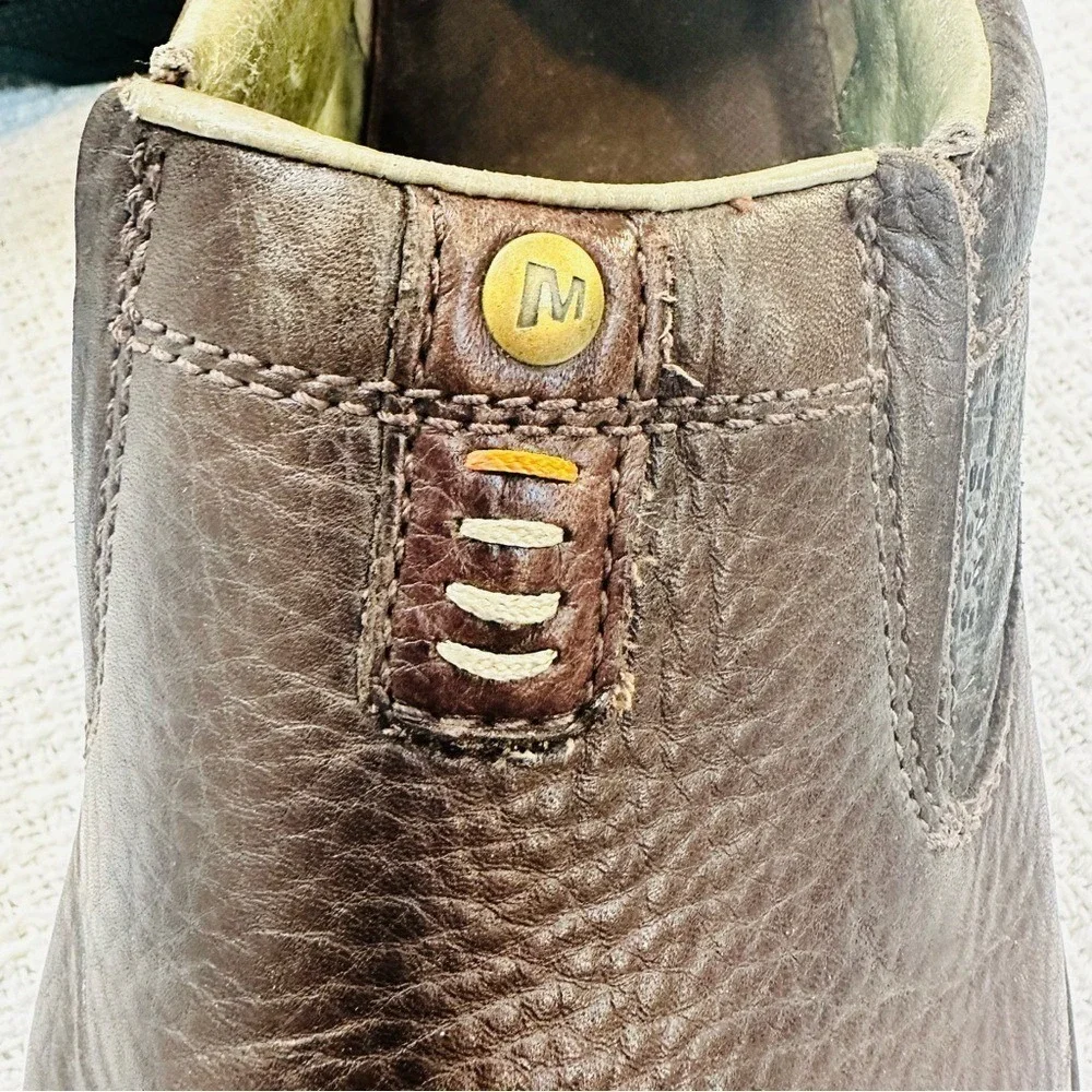 Merrell Shoes Slip On Loafers Mens US 11.5 Brown Leather Comfort Casual Shoes - Picture 4 of 10